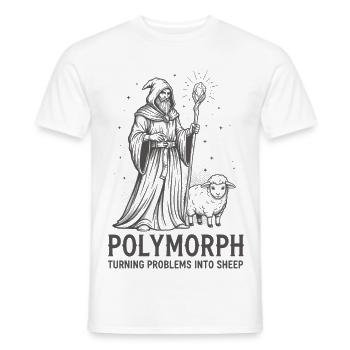 Polymorph Wizard – Turning Problems into Sheep - Men's T-Shirt - white - Front - AI Model Male 178 dark (178cm)