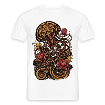 Quallen-Tattoo-Ästhetik Grafik - Männer T-Shirt - Weiß - Vorne - AI Model Male 178 dark (178cm)