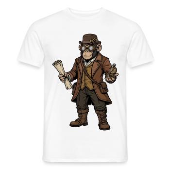 Singe Explorateur Steampunk Aventure Rétro - T-shirt homme - blanc - Devant - AI Model Male 178 dark (178cm)