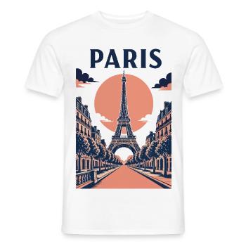 Paris Eiffel Sonnenuntergang - Männer T-Shirt - Weiß - Vorne - AI Model Male 178 dark (178cm)