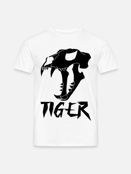Tigerschädel (Schwarz) - Männer T-Shirt - Weiß