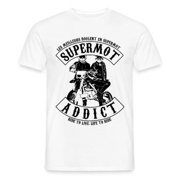 supermot addict - T-shirt homme - blanc - Devant - AI Model Male 178 dark (178cm)