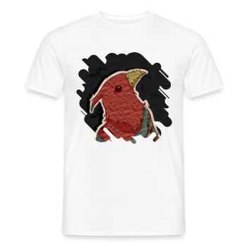 Hipster bird mixed media digital art collage - Men's T-Shirt - white - Front - AI Model Male 178 dark (178cm)