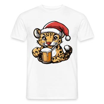 Leopard Weihnachten Bier - Männer T-Shirt - Weiß - Vorne - AI Model Male 178 dark (178cm)