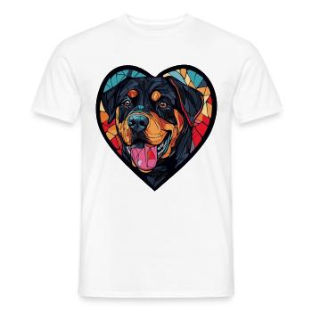 Rottweiler Hund Herz Liebe - Männer T-Shirt - Weiß - Vorne - AI Model Male 178 dark (178cm)