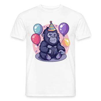 Bande dessinée d’anniversaire de gorille - T-shirt homme - blanc - Devant - AI Model Male 178 dark (178cm)
