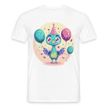Pfau Vogel Geburtstag Comic - Männer T-Shirt - Weiß - Vorne - AI Model Male 178 dark (178cm)