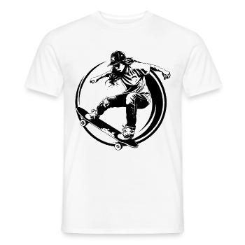 Skateboarding Silhouette Skateboard - Men's T-Shirt - white - Front - AI Model Male 178 dark (178cm)