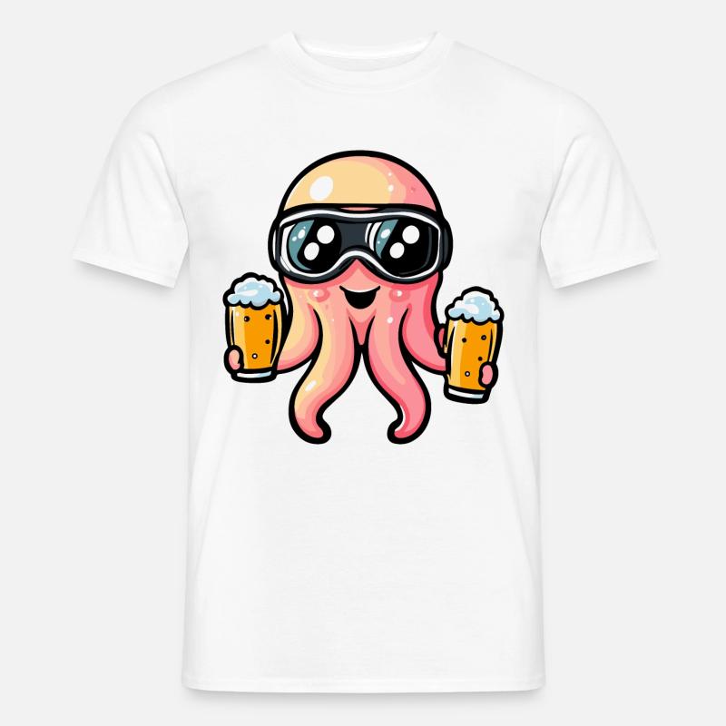 Qualle Ski Bier - Männer T-Shirt - Weiß