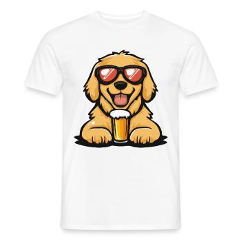 Golden Retriever Hund Ski Bier Lustig - Männer T-Shirt - Weiß - Vorne - AI Model Male 178 dark (178cm)