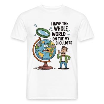 Drôle de géographie Le monde entier sur vos épaules - T-shirt homme - blanc - Devant - AI Model Male 178 dark (178cm)