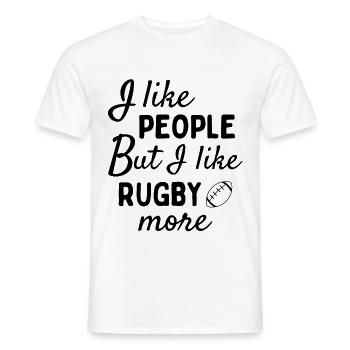I like people BUT I like rugby more - Men's T-Shirt - white - Front - AI Model Male 178 dark (178cm)