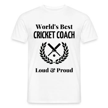 World's best cricket coach - Men's T-Shirt - white - Front - AI Model Male 178 dark (178cm)