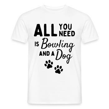 All you need is bowling and a dog - Men's T-Shirt - white - Front - AI Model Male 178 dark (178cm)