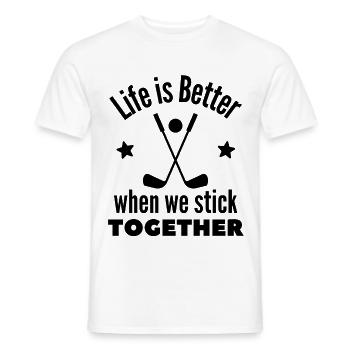 Golf: Das Leben ist besser, wenn wir zusammenhalten. - Männer T-Shirt - Weiß - Vorne - AI Model Male 178 dark (178cm)