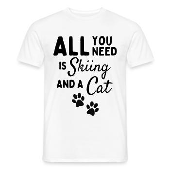 Alles, was Sie brauchen, ist Skifahren und eine Katze. - Männer T-Shirt - Weiß - Vorne - AI Model Male 178 dark (178cm)