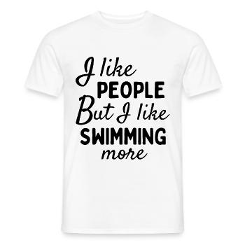 Ich mag Menschen, ABER ich schwimme mehr gerne. - Männer T-Shirt - Weiß - Vorne - AI Model Male 178 dark (178cm)