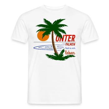 UNTER PALMEN LÄSST ES SICH LEBEN - Männer T-Shirt - Weiß - Vorne - AI Model Male 178 dark (178cm)