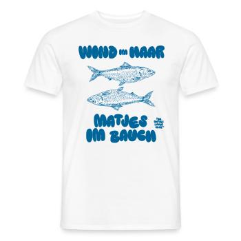 Wind im Haar, Matjes im Bauch - Männer T-Shirt - Weiß - Vorne - AI Model Male 178 dark (178cm)