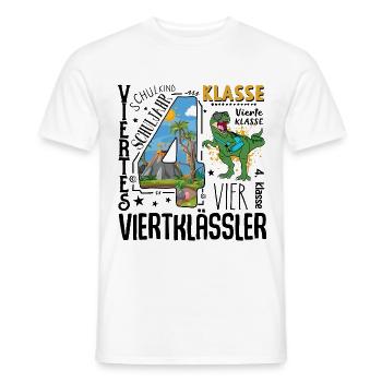 4th Grade Dino T-Rex - Men's T-Shirt - white - Front - AI Model Male 178 dark (178cm)