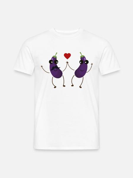Aubergines qui s'aiment - T-shirt homme - blanc