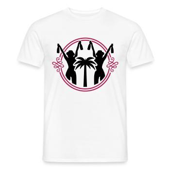 filles fête palm femmes vacances silhouette - T-shirt homme - blanc - Devant - AI Model Male 178 dark (178cm)