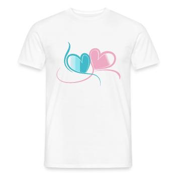 Blaues und Pinkes Herz Umarmen Kuscheln - Männer T-Shirt - Weiß - Vorne - AI Model Male 178 dark (178cm)
