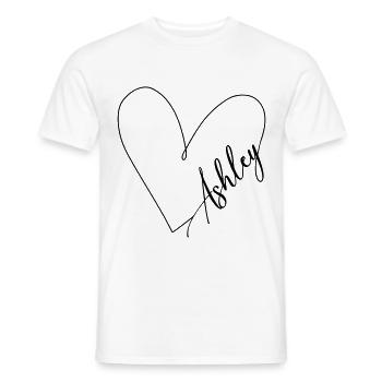 Ashley Nom Ligne de coeur - T-shirt homme - blanc - Devant - AI Model Male 178 dark (178cm)