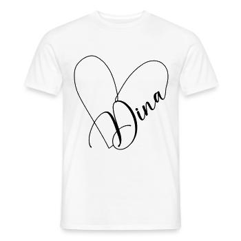 Dina Nom Ligne de Coeur - T-shirt homme - blanc - Devant - AI Model Male 178 dark (178cm)