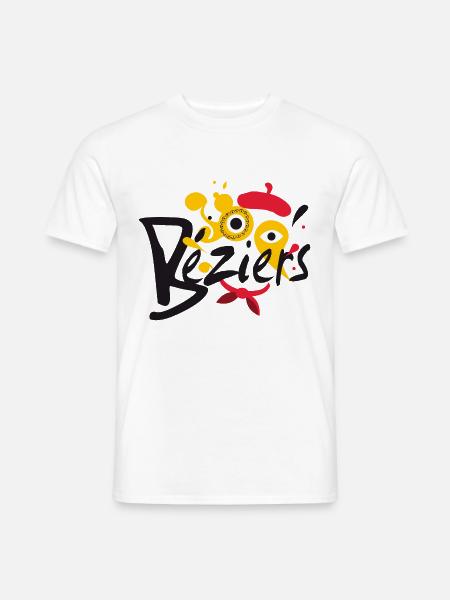 Féria et fêtes de Béziers, foulard et béret rouge - T-shirt homme - blanc