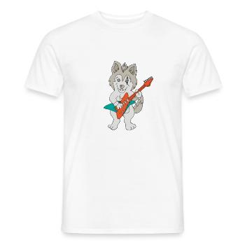 Husky dog guitar - Men's T-Shirt - white - Front - AI Model Male 178 dark (178cm)