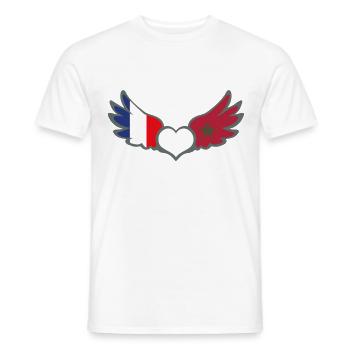 Drapeaux Français et Marocain France Maroc II - T-shirt homme - blanc - Devant - AI Model Male 178 dark (178cm)
