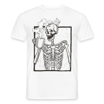 Cadeau de café portrait squelette - T-shirt homme - blanc - Devant - AI Model Male 178 dark (178cm)