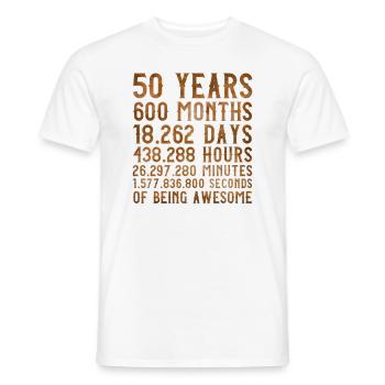 50 Years Birthday Awesome Fifty Born 1968 - Men's T-Shirt - white - Front - AI Model Male 178 dark (178cm)
