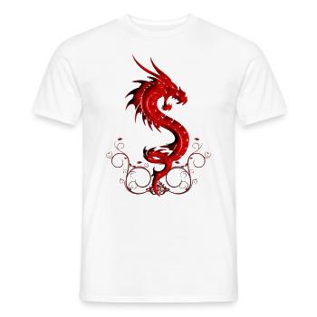 wonderful red chinese dragon - Men's T-Shirt - white - Front - AI Model Male 178 dark (178cm)