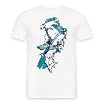 Hammerhai Hai Fisch karikatur - Männer T-Shirt - Weiß - Vorne - AI Model Male 178 dark (178cm)