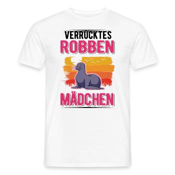 Verrücktes Robbe Mädchen Seelöwe - Männer T-Shirt - Weiß - Vorne - AI Model Male 178 dark (178cm)