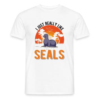 J’aime vraiment Seal Sea Lion Seal - T-shirt homme - blanc - Devant - AI Model Male 178 dark (178cm)