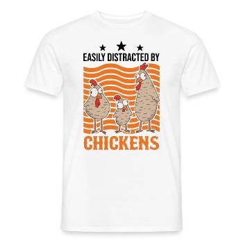 Facilement distrait par Chickens Hühner - T-shirt homme - blanc - Devant - AI Model Male 178 dark (178cm)