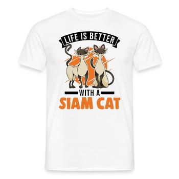 Life is better with a Siam Cat Siamkatze - Men's T-Shirt - white - Front - AI Model Male 178 dark (178cm)
