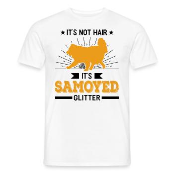It's not Hair It's Samoyed Glitter Samojede - Men's T-Shirt - white - Front - AI Model Male 178 dark (178cm)