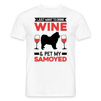 Samoyeds and wine - Men's T-Shirt - white - Front - AI Model Male 178 dark (178cm)