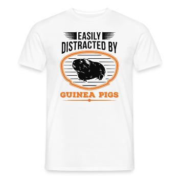 Facilement distrait par les cochons d’Inde Meerschweinchen - T-shirt homme - blanc - Devant - AI Model Male 178 dark (178cm)