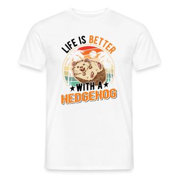 Life is better with a Hedgehog Igel - Men's T-Shirt - white - Front - AI Model Male 178 dark (178cm)