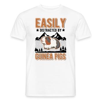 Facilement distrait par les cochons d’Inde Meerschweinchen - T-shirt homme - blanc - Devant - AI Model Male 178 dark (178cm)