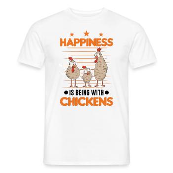 Le bonheur, c’est d’être avec Chickens Hühner - T-shirt homme - blanc - Devant - AI Model Male 178 dark (178cm)