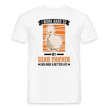 Silk Chicken Cadeau Silkie Chicken Silkie Chicken - T-shirt homme - blanc - Devant - AI Model Male 178 dark (178cm)