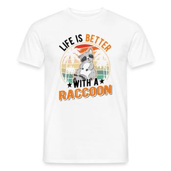 Life is better with a Raccoon Waschbär - Men's T-Shirt - white - Front - AI Model Male 178 dark (178cm)