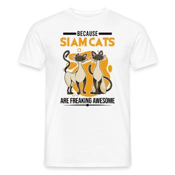 Because Siam Cats are freaking awesome Siamese cat - Men's T-Shirt - white - Front - AI Model Male 178 dark (178cm)