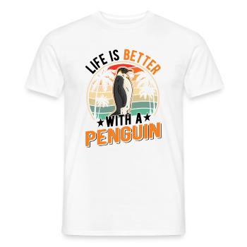 Life is better with a Penguin Pinguin - Männer T-Shirt - Weiß - Vorne - AI Model Male 178 dark (178cm)